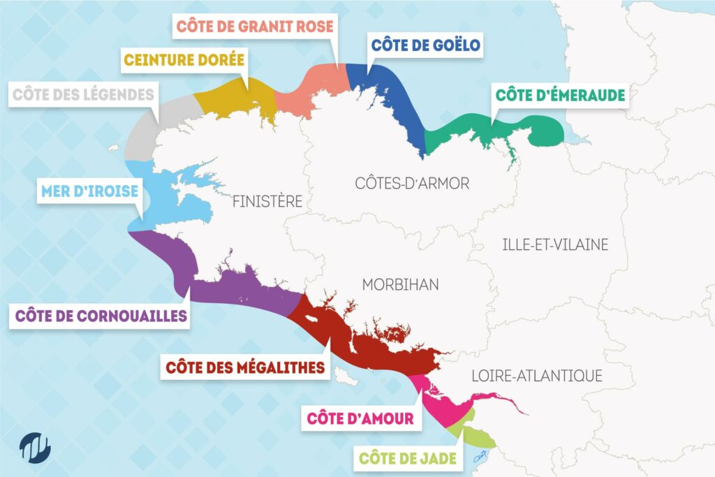 Carte des côtes bretonnes