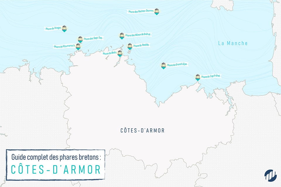 Carte des phares costarmoricains