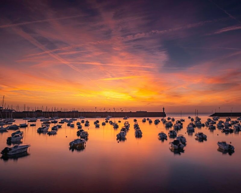 Coucher de soleil dans le port de Saint-Quay-Portrieux