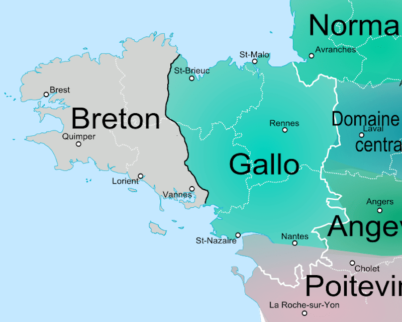 Carte des langues dans l'ouest de la France