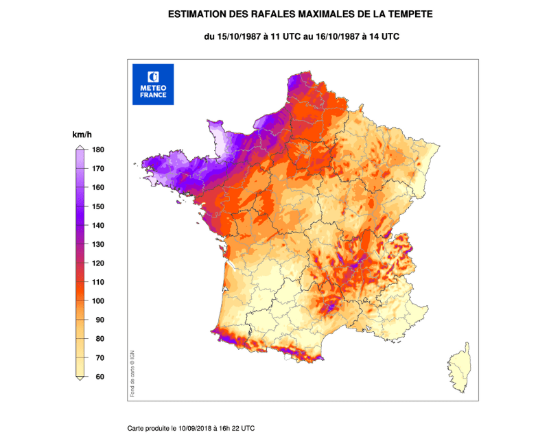 Carte de la tempête de 1987