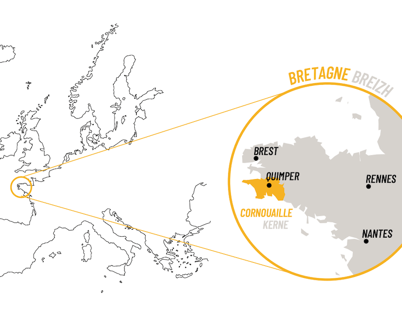 Carte montrant le territoire de Quimper Cornouaille