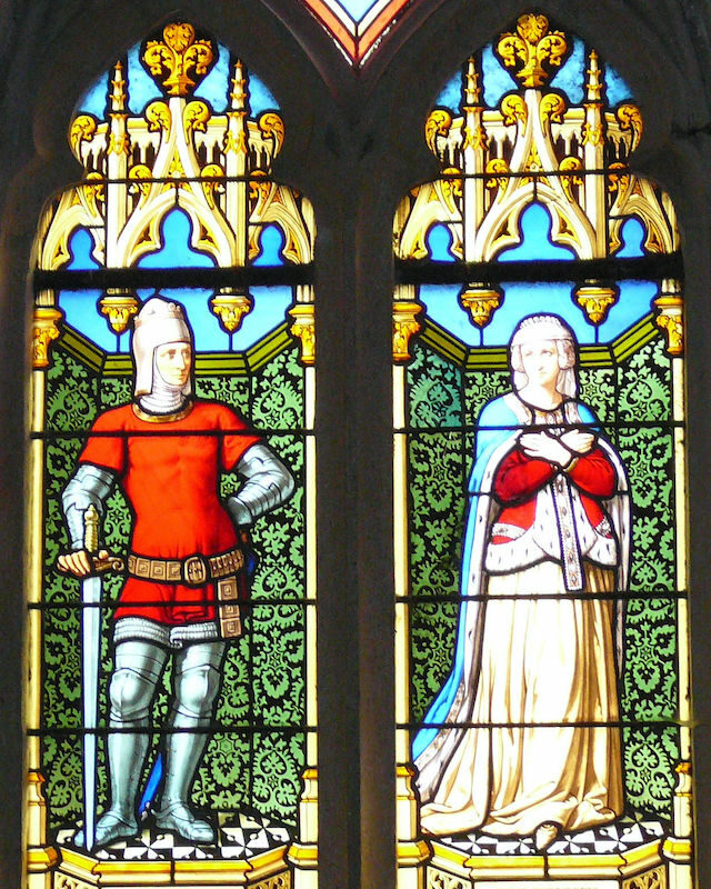 Vitrail représentant Olivier V de Clisson et Marguerite de Rohan
